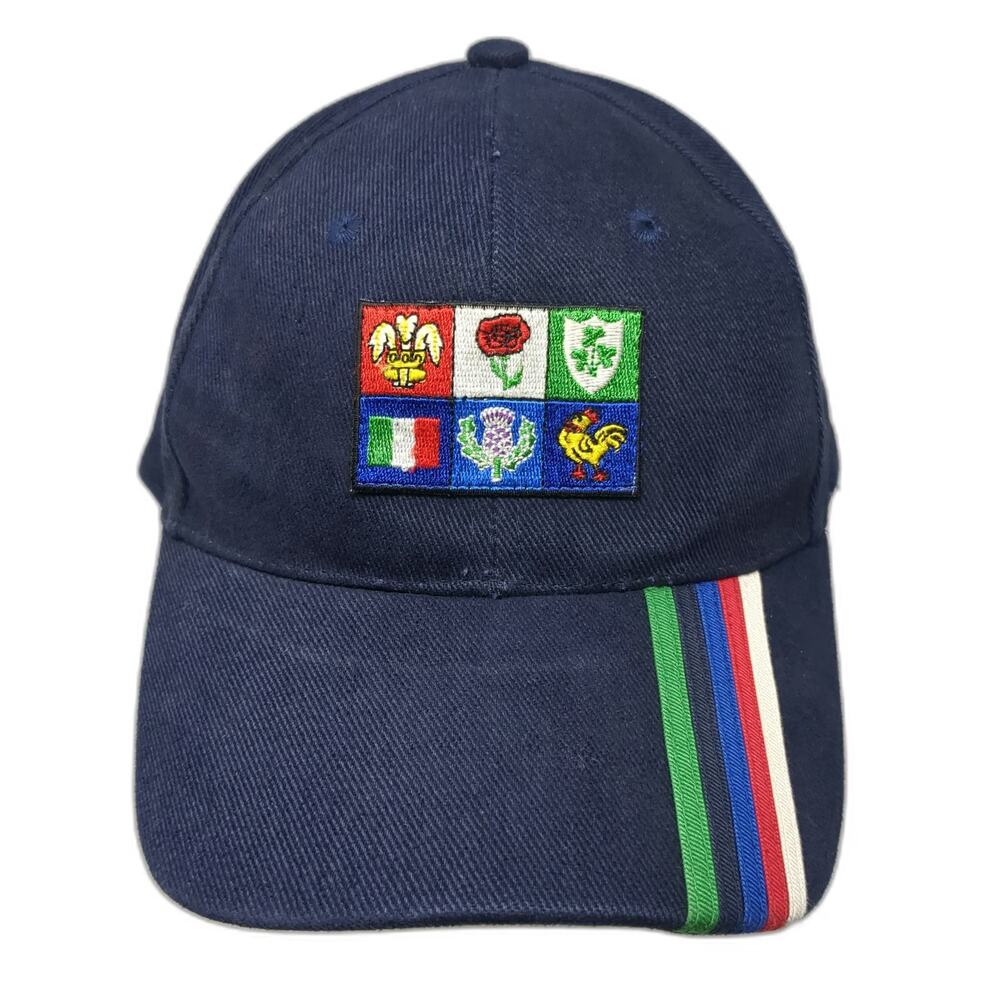 Lansdowne Baseball Cap Blue One Size Six Nations Rugby Patch Stripes Hat Cotton